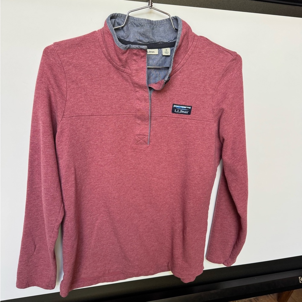 L.L. Bean Women's Pink Heather Quarter-Zip Pullover